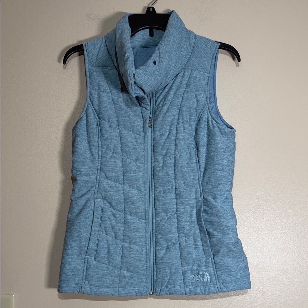The North Face Heathered Light Blue Quilted Vest